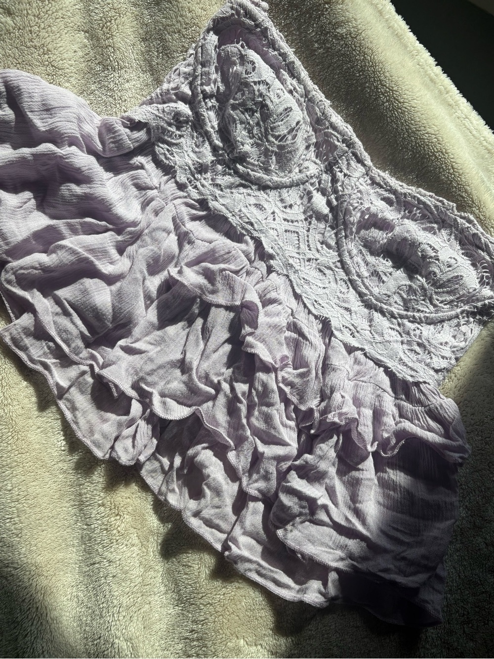 Free people Lace Bandeau Ruffle Babydoll Tank Top - Lavender